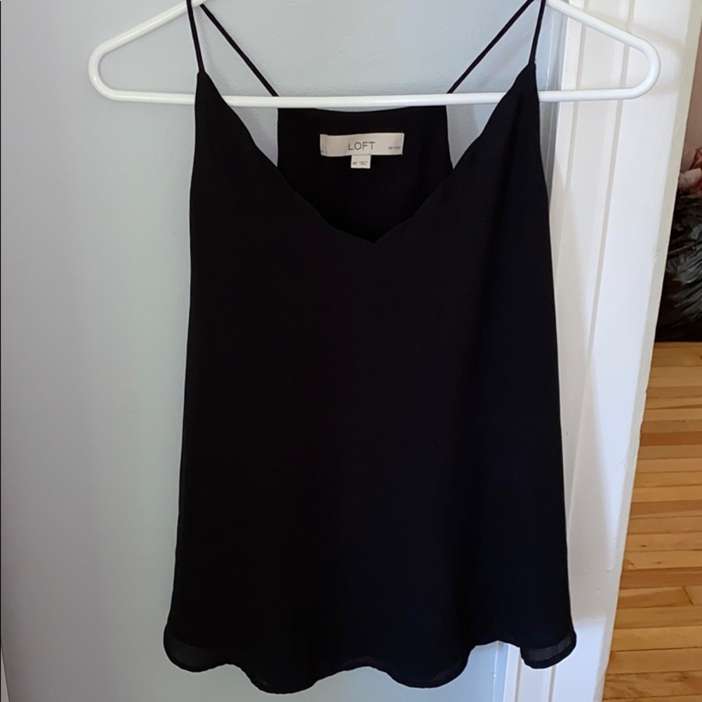 Loft Black 2 Layer Mesh Tank top